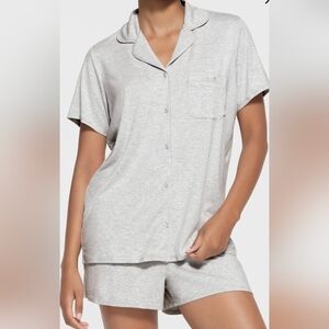SKIMS Sleep Short Pajama Set Lounge Sleep Set Button Up Grey Size Large